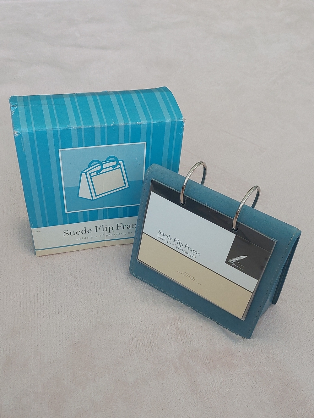 BARNES & NOBLE SWING Suede Flip Frame Holds 4"×6" Photographs NIB